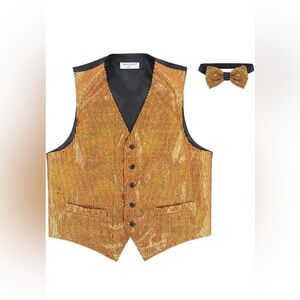 Gold Sequin Vest and Bow Tie Set